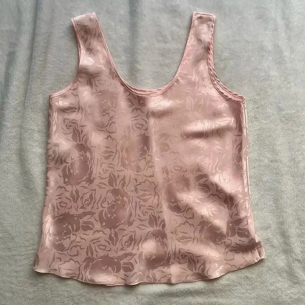 Floral Satin Light Pink Tank Top